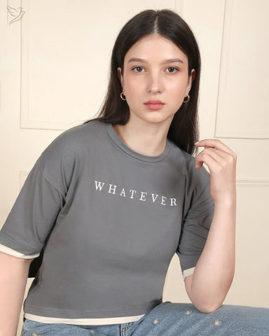 Contrast hem drop shoulder tee