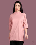 High Neck Longline Top - Cinnamon