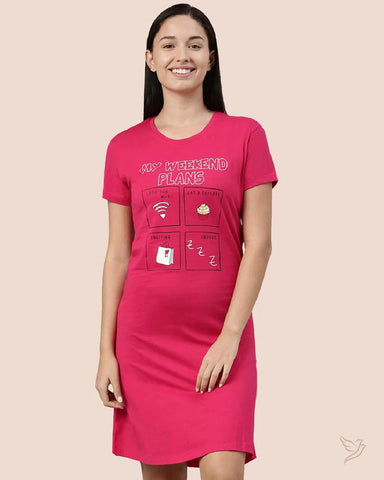 Lounge Wear Long Tee - Pink