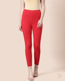 Viscose 7/8 High Ankle/Cropped Leggings - Tomato Red