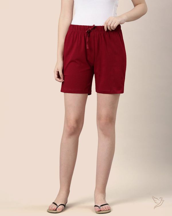 Solid Night Shorts - Cherry Berry