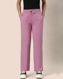 Solid Knitted Palazzo Pants - Wild Rose