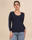 Scoop Neck FullSleeve Tee - NavyRibbon