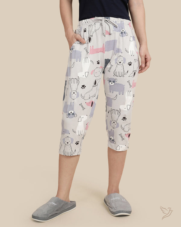Animal Printed Capri - Grey