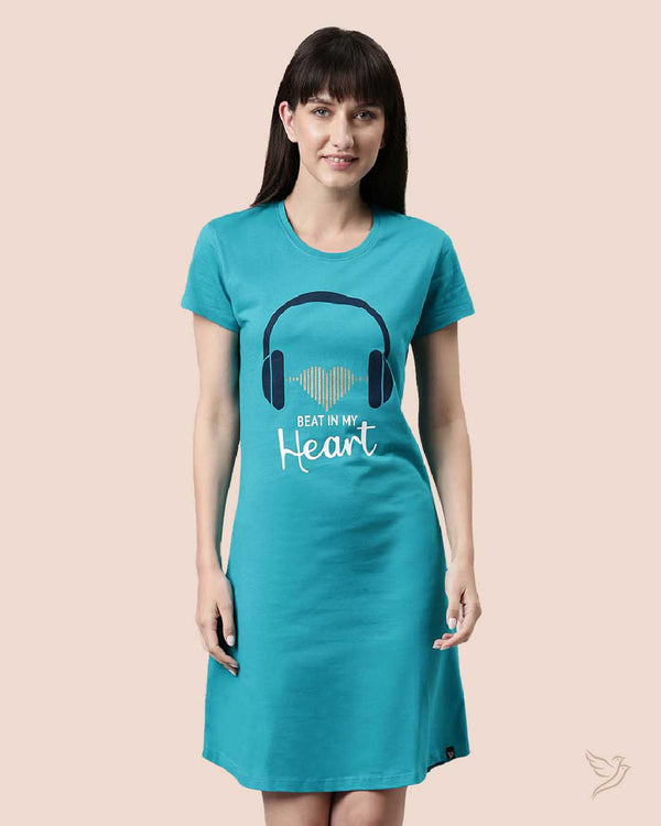 LT0008 - Blue Women Lounge Wear Long Tee