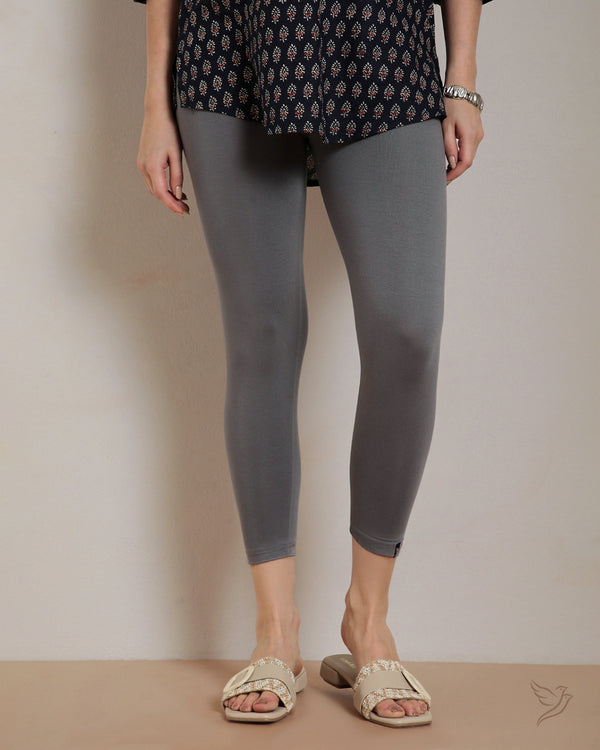 Viscose 7/8 High Ankle/Cropped Leggings - Steel Grey