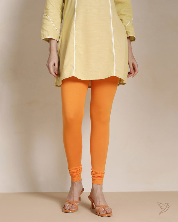 Cotton Churidar Legging - Orange Tango