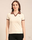 Sporty Contrast Edge Tee - Ivory Snow