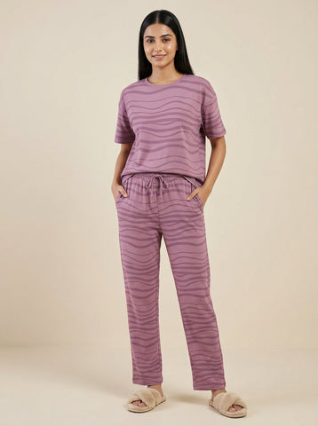 Wavy Printed Co-ord Set - Orchide Haze