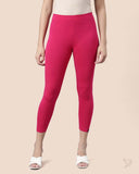 Viscose 7/8 High Ankle/Cropped Leggings - Rose Red