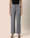 Solid Knitted Palazzo Pants - Anthrazite Grey