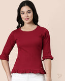 Ruffle Top - Mehandi Maroon
