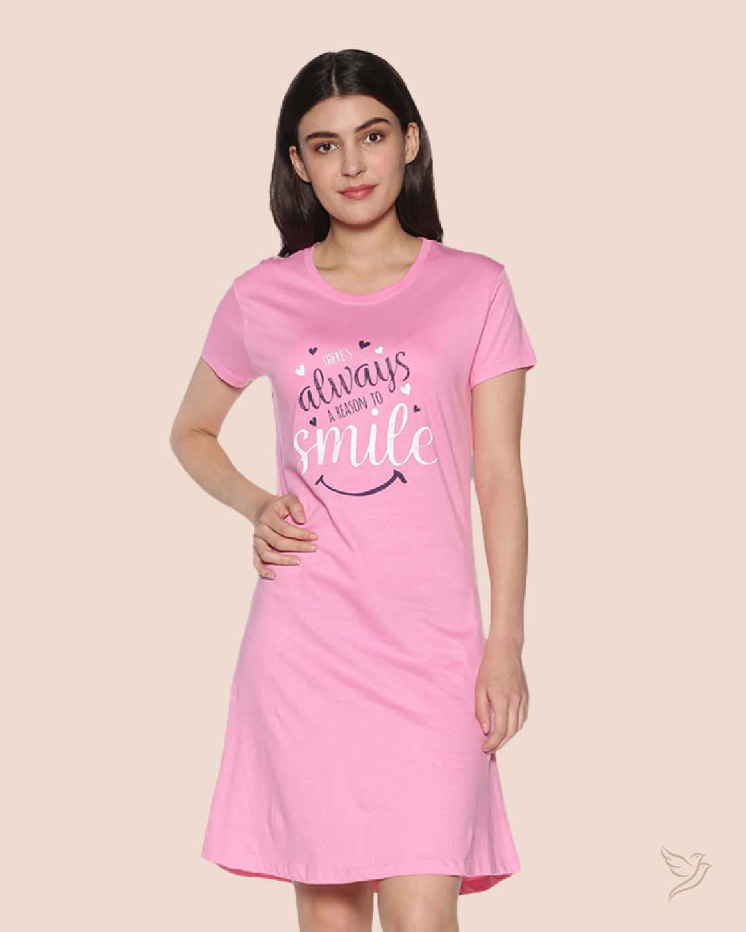 LT0005 - Light Pink Women Lounge Wear Long Tee