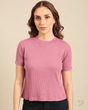 Close Neck Rib Tee - WildRose