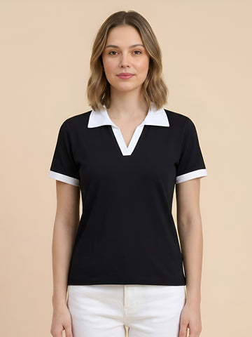 CONTRAST COLLAR TEE