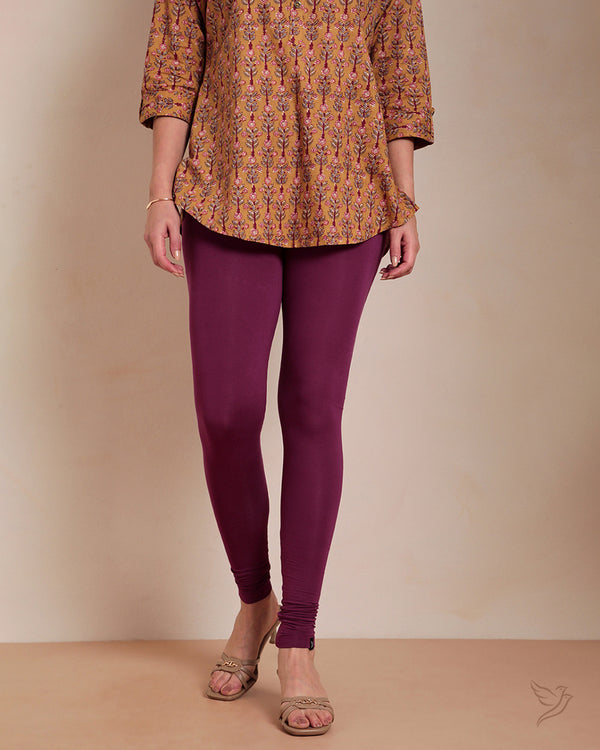 Viscose Churidar Legging - Mulberry