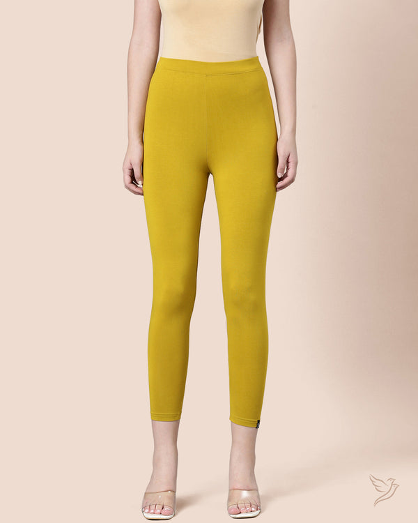 Viscose 7/8 High Ankle/Cropped Leggings - Moss Plant