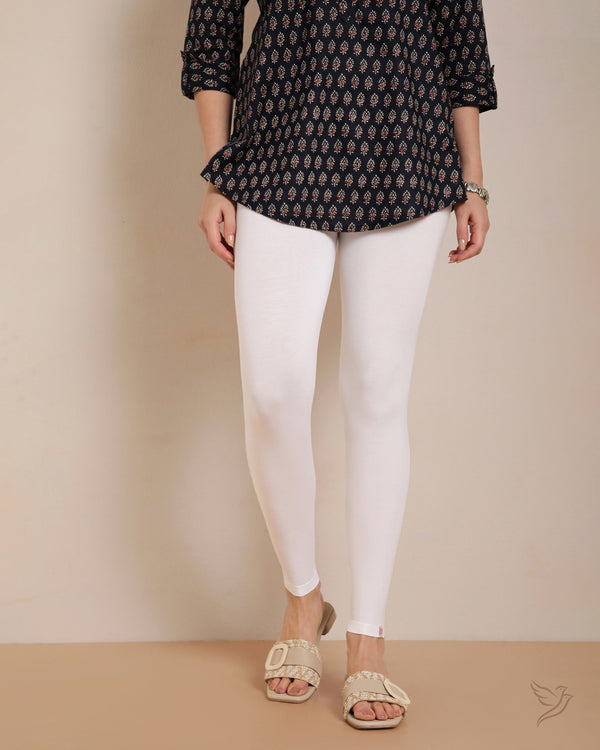 Bamboo Modal Ankle Legging - White