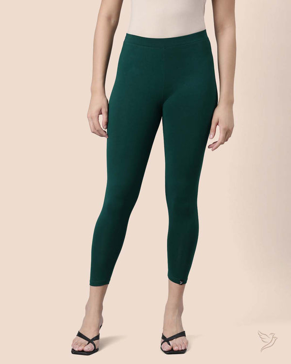 Green Women Viscose 7/8 High Ankle/Cropped Leggings