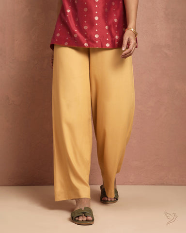 Solid Wide Leg Palazzo - Caramel Custard