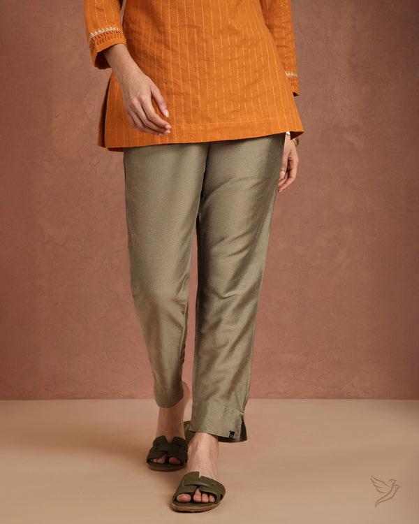 Metallic Straight Pant - Honey Dew