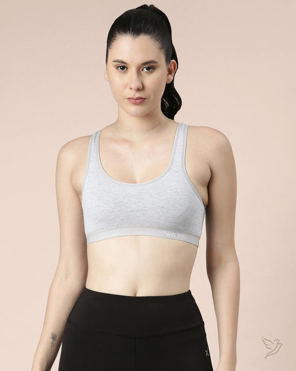 Solid Sports Bra - Light Grey