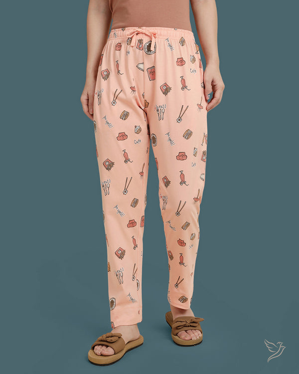 Printed Night Pant - Salmon