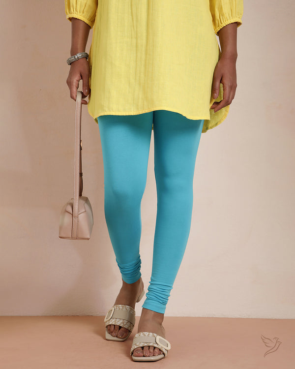 Cotton Churidar Legging - Sky Fall