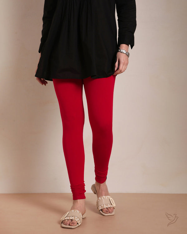 Viscose Churidar Legging - Crimson Red
