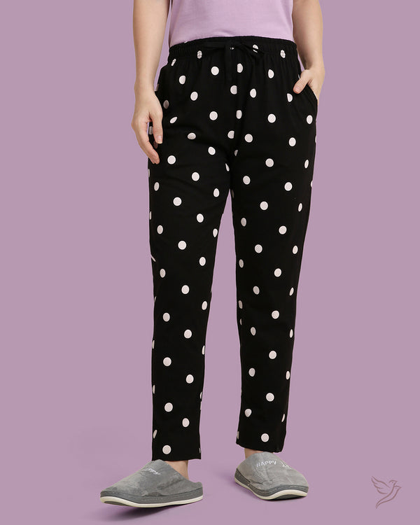 Polka dots Night Pants - Black