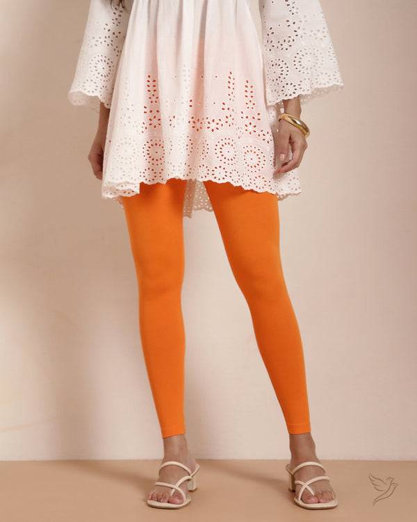 Cotton Ankle Legging - Orange Tango