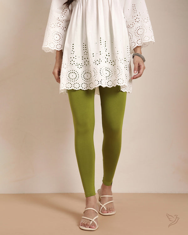 Viscose Ankle Legging - Olive Green