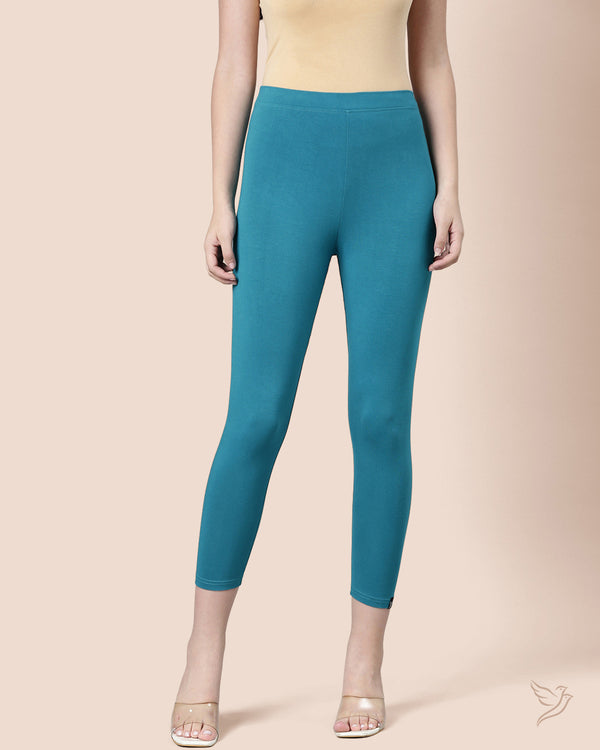 Viscose 7/8 High Ankle/Cropped Leggings - Pagoda Blue