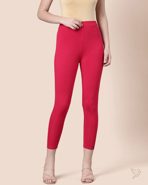 Viscose 7/8 High Ankle/Cropped Leggings - Rosy Syrup
