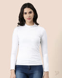 High Neck Frill Tee - White