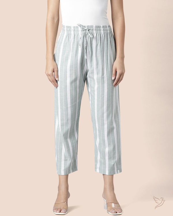 Striped Palazzo - Frosty Green