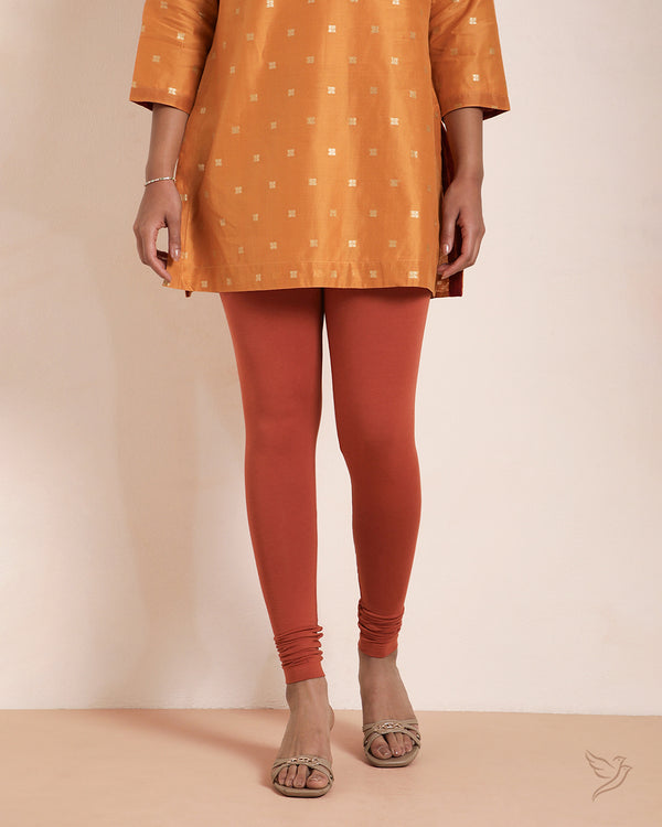 Cotton Churidar Legging - Coral Flame