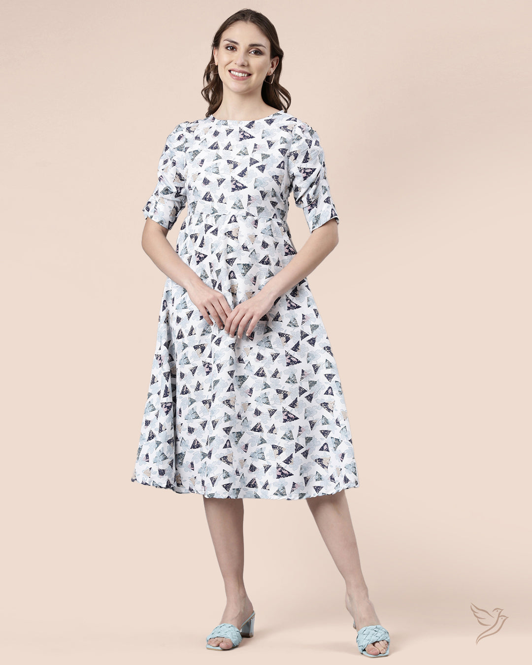 Buy White Women Stylish Puff Sleeve Dress Online – Twin Birds Store