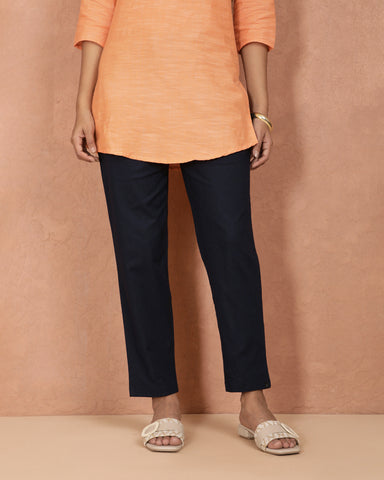 Cotton Stretch Straight Pant - Deep Navy