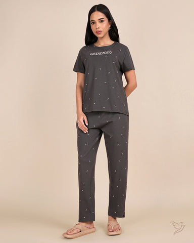 Petal Scatter Printed Co-ord Set - Volcanic Ash