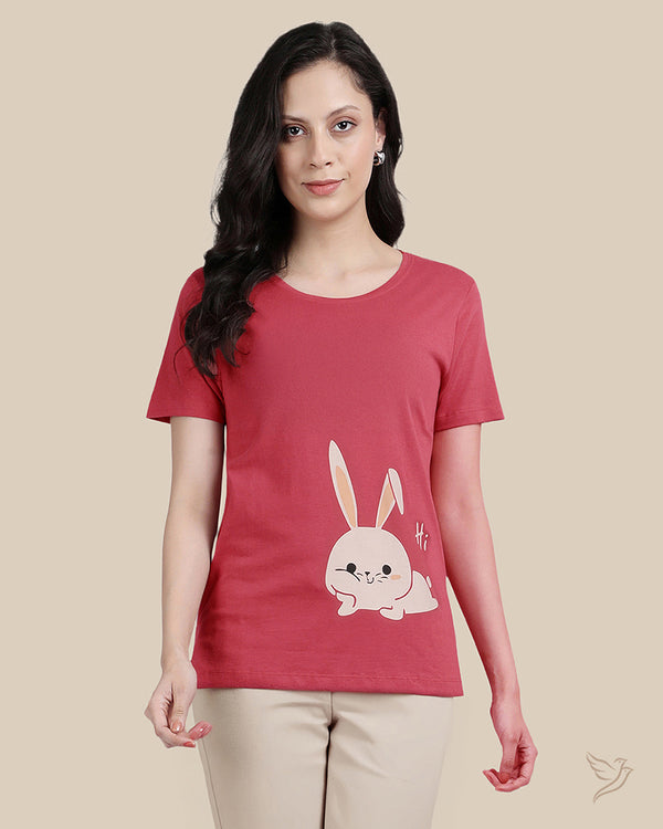 Relaxed fit tee - Garnet Rose