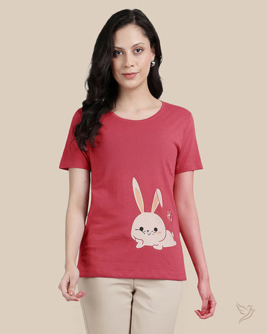Relaxed fit tee - Garnet Rose