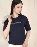 Contrast Hem Drop Shoulder Tee-DeepNavy