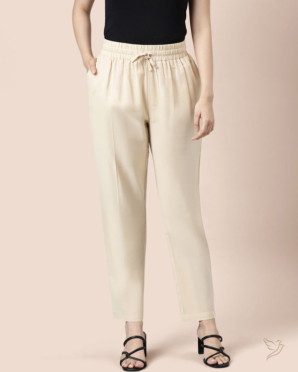 Linen Straight Pant - Beige