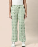 Printed Knitted Palazzo Pants - Pista Green