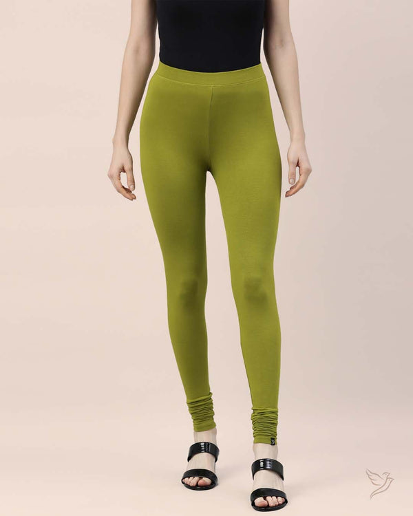 Olive Green Women Viscose Churidar Legging