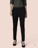 Solid Cotton Straight Pant - Black