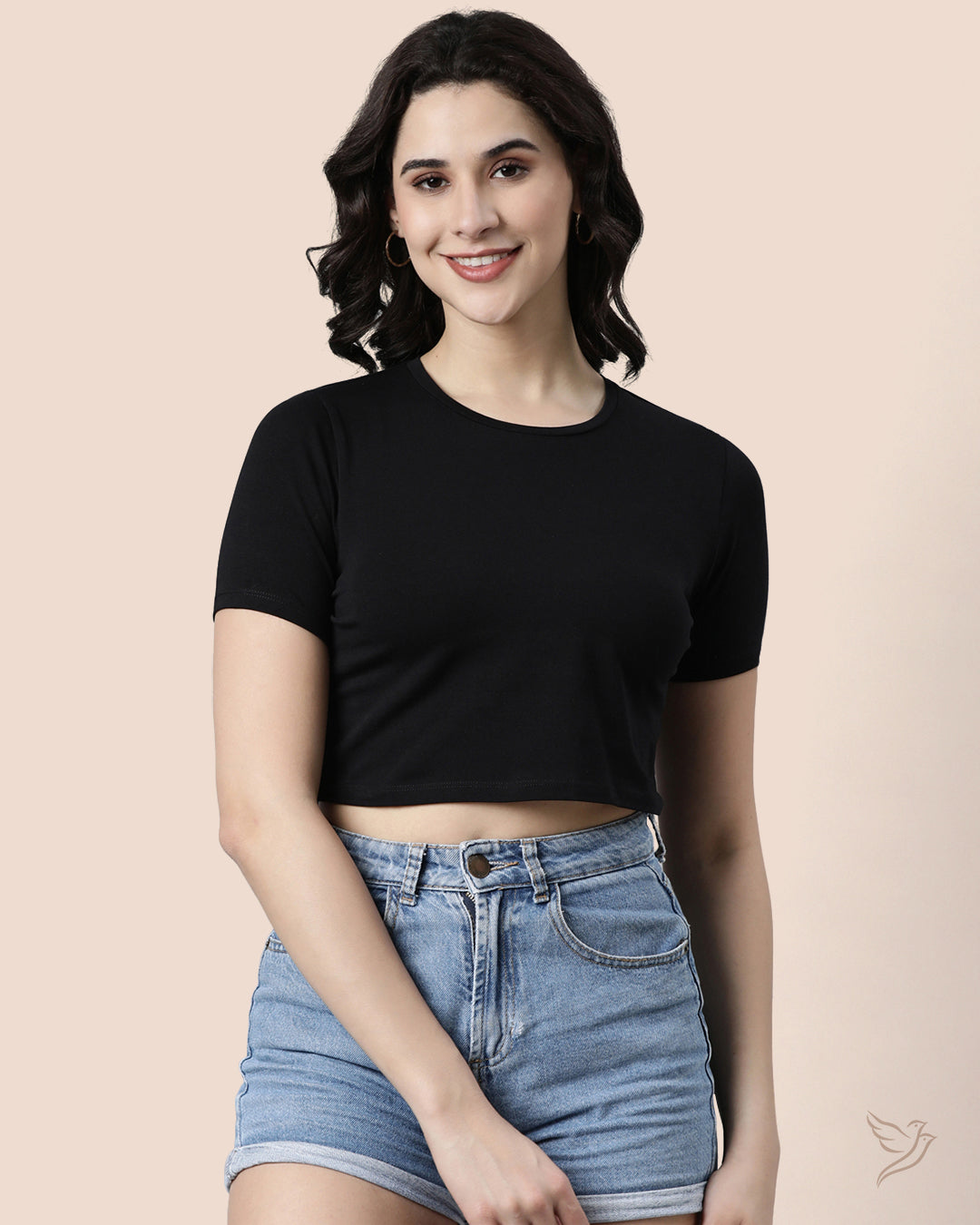 Black Women Crop Top