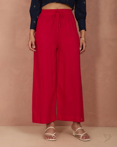 Solid Wide Leg Palazzo - Lip Stick