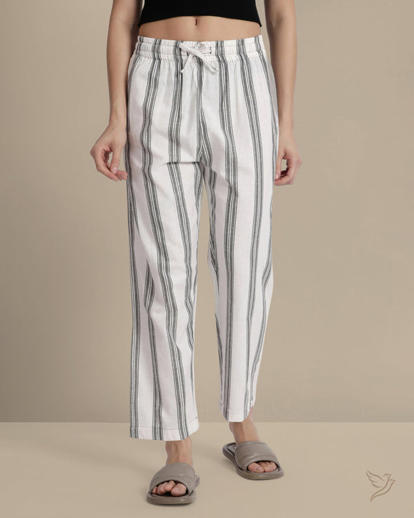 Striped Palazzo - White